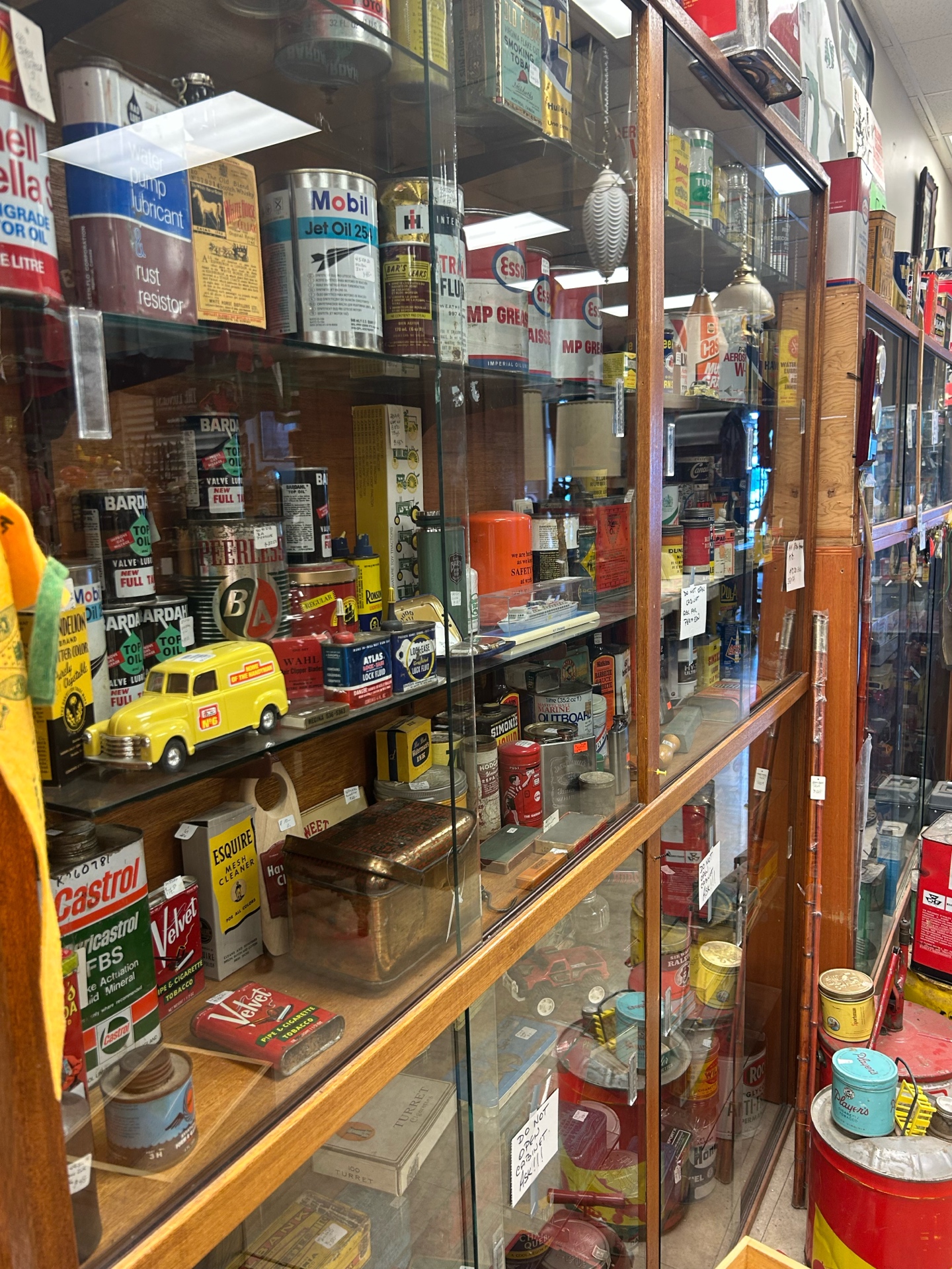 Vintage oil cans and petroliana collectables at Krave Antiques Regina Saskatchewan