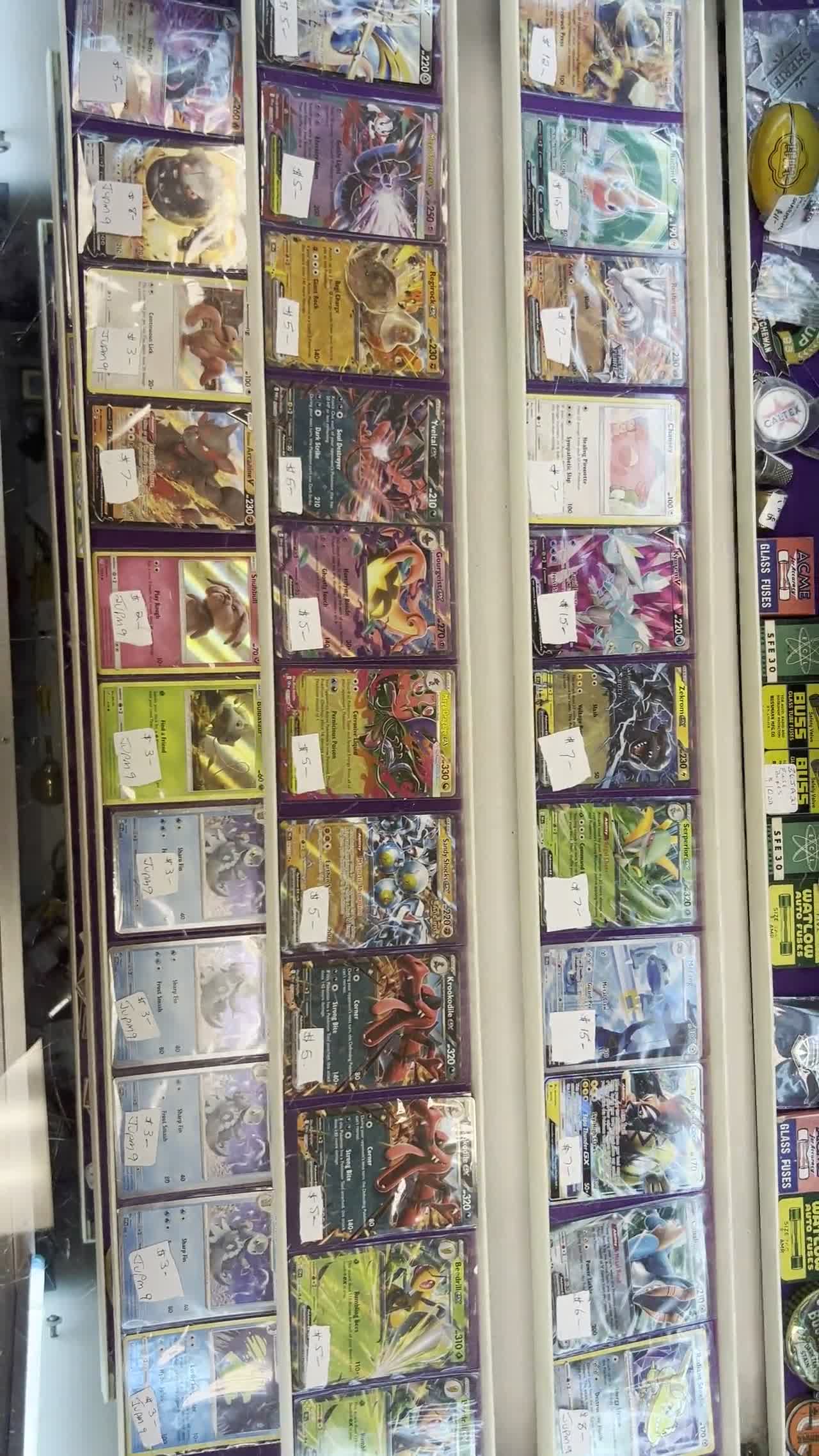 Pokemon cards display case at Krave Antiques Regina